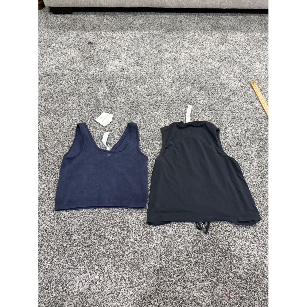 Lululemon Black Ruched Top Size 8 & Fabletics Blue Tank Top NWT Size Large - Picture 4 of 8